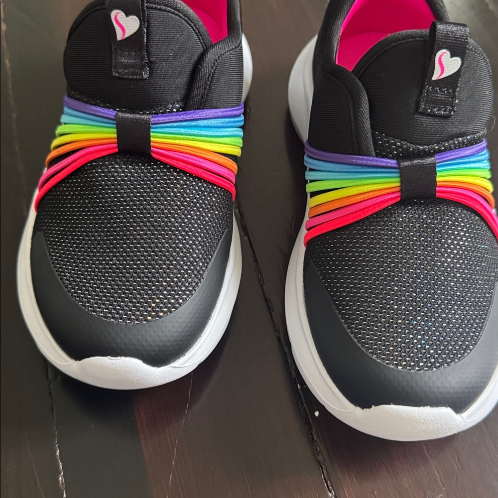Skechers Kids' Black Sneakers with Rainbow Stripes - Picture 2 of 7
